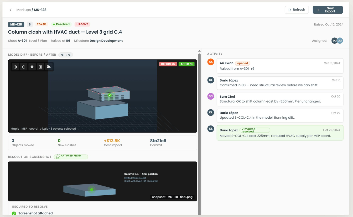 Issue Resolution — 3D Before/After