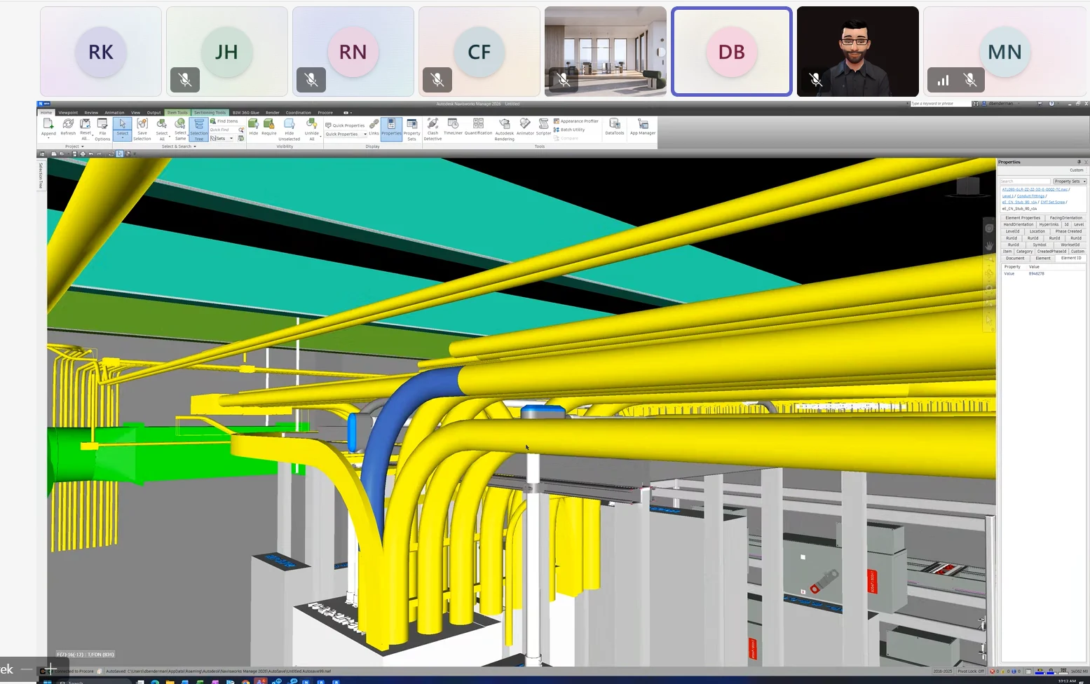 A coordination review in Navisworks