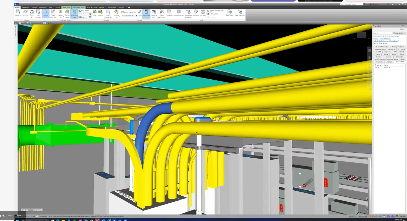 Coordination model review of overhead conduit and cable tray routing